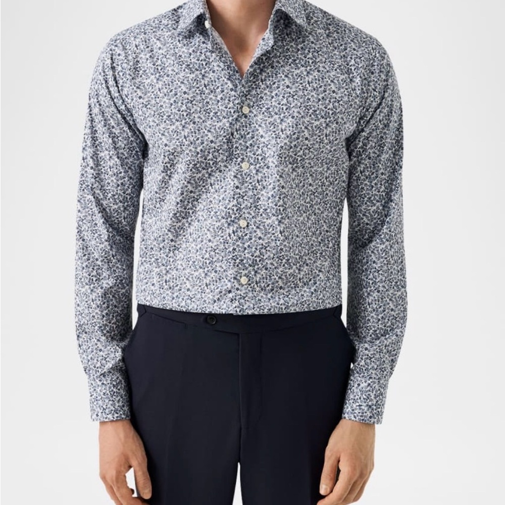 Eton Contemporary Fit Micro-Floral Dress Shirt Blue-Grey 16.5 42 NWOT $250